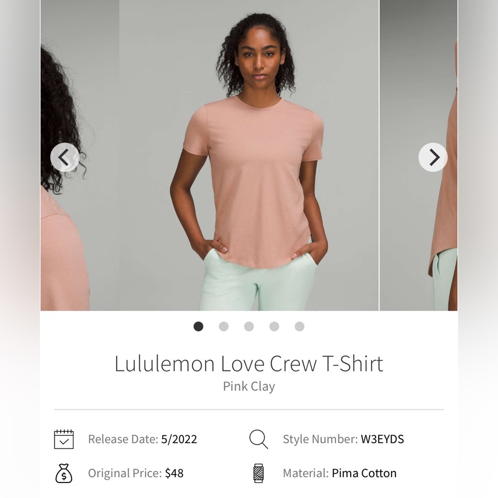 NEW LULULEMON LOVE CREW *PINK CLAY